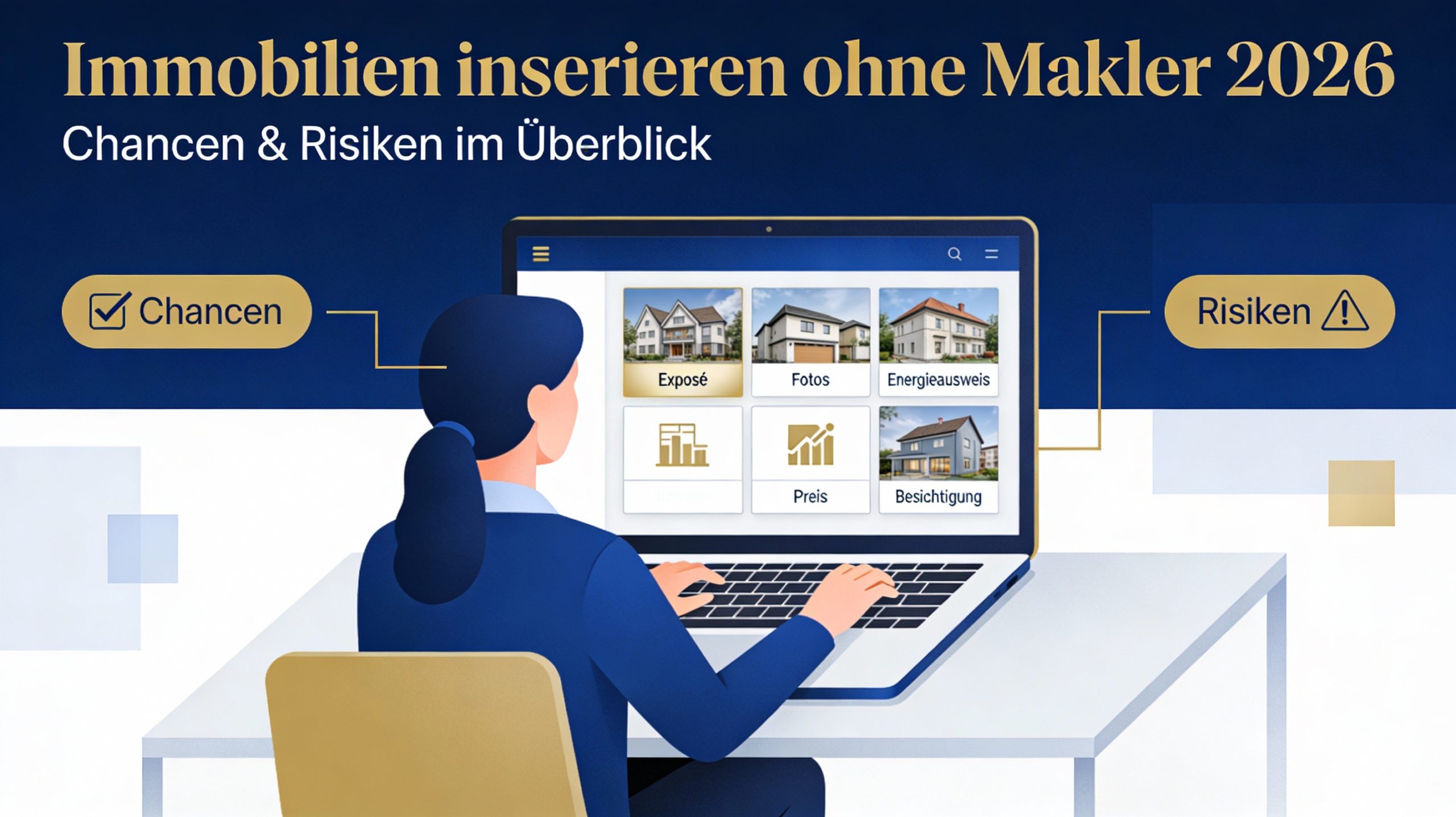 Immobilien inserieren ohne Makler 2026: Eigentümerin erstellt Exposé online – Chancen und Risiken im Überblick.